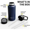 thumbnail image 5 of BluePeak Double Wall Insulated Stainless Steel Water Bottle With Straw - 32 Oz Wide Mouth Flask Thermos With Handle & Extra Lid, Keeps Drink Cold Or Hot For Sports, Hiking, Workout (Navy), 5 of 5