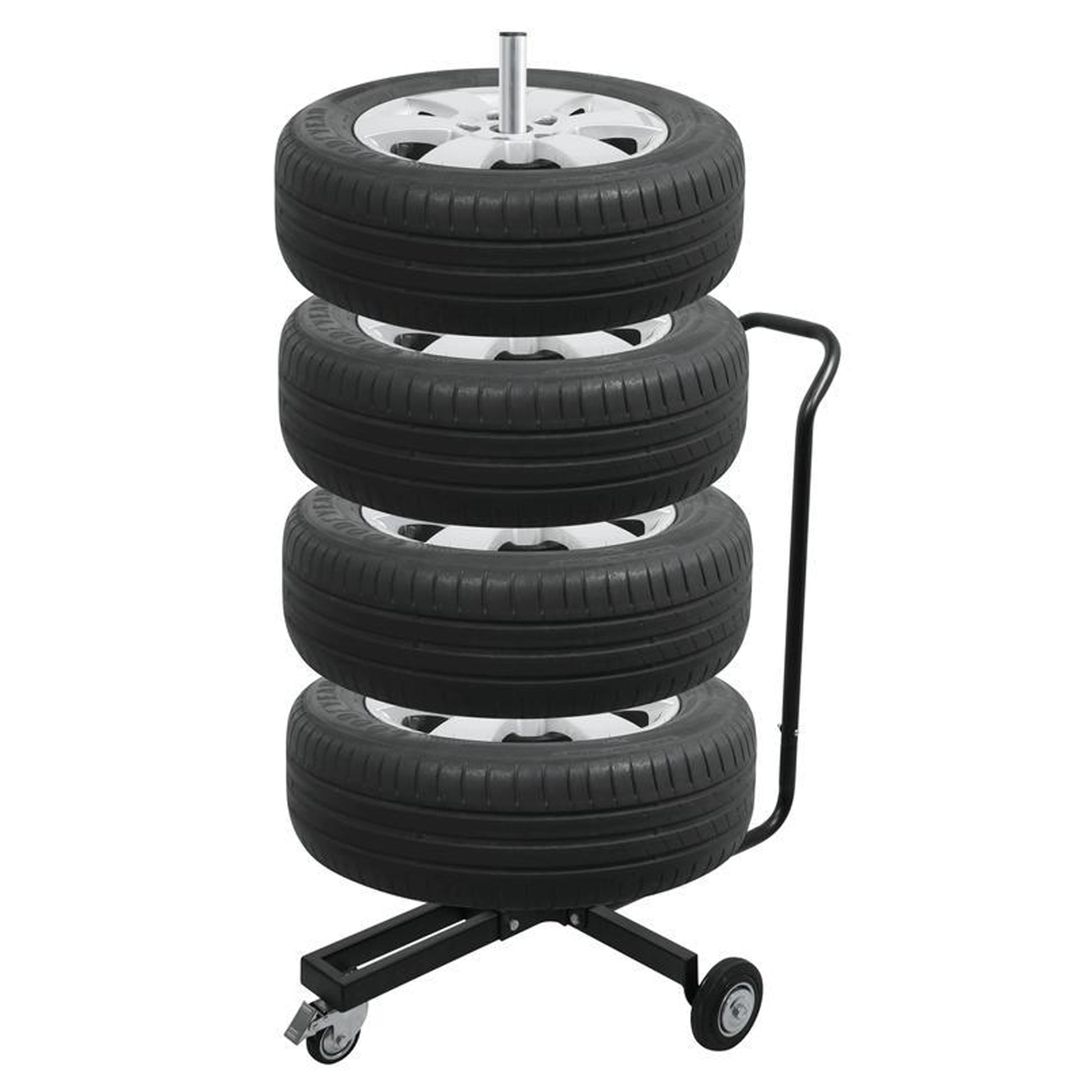 GarageMate Tire Stand Dolly with Handle and Wheels 220 lb. Capacity (Fits 13"-18" Rims)