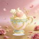 thumbnail image 4 of Regalo romántico de adorno de taza de té | Decoración acrílica en forma de corazón 15cm | Juego de tazas de té con temática de amor, platillo a juego, cuchara para remover | Acabado brillante, 4 of 4