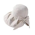 thumbnail image 1 of Back Split Bowknot Decor Solid Color Fishermen Hat Women Ruffle Wide Brim Sun Hat Fashion Accessories, 1 of 10