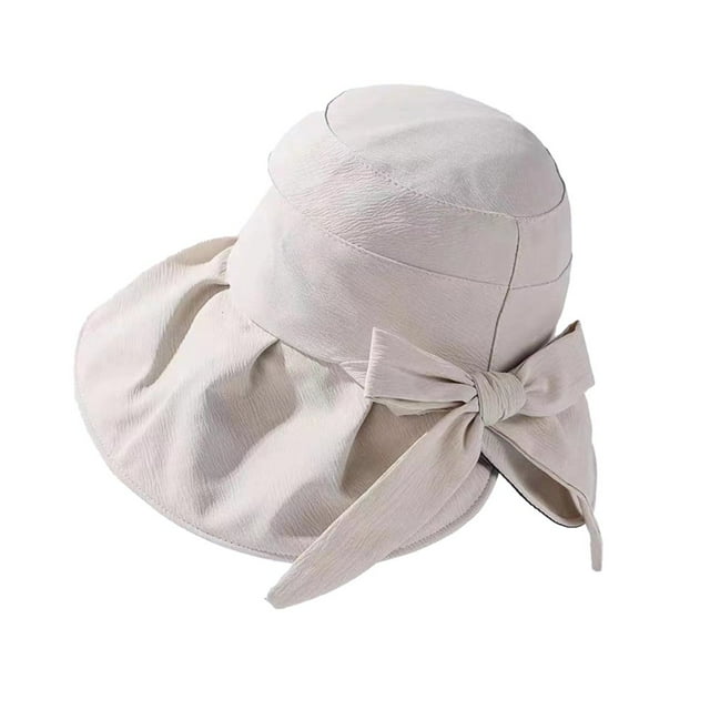 Back Split Bowknot Decor Solid Color Fishermen Hat Women Ruffle Wide Brim Sun Hat Fashion Accessories