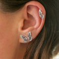 thumbnail image 3 of Butterfly Wing Earrings(a Pair)18k Gold Plated Simulated Diamond Silver Stud Earrings, Tiny Butterfly Cartilage Earrings For Women, 3 of 4