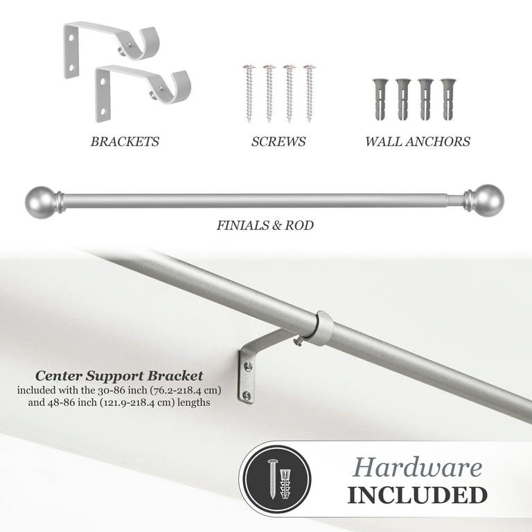 Kenney Chelsea Nickel Finish Decorative Window Curtain Rod, 48-86