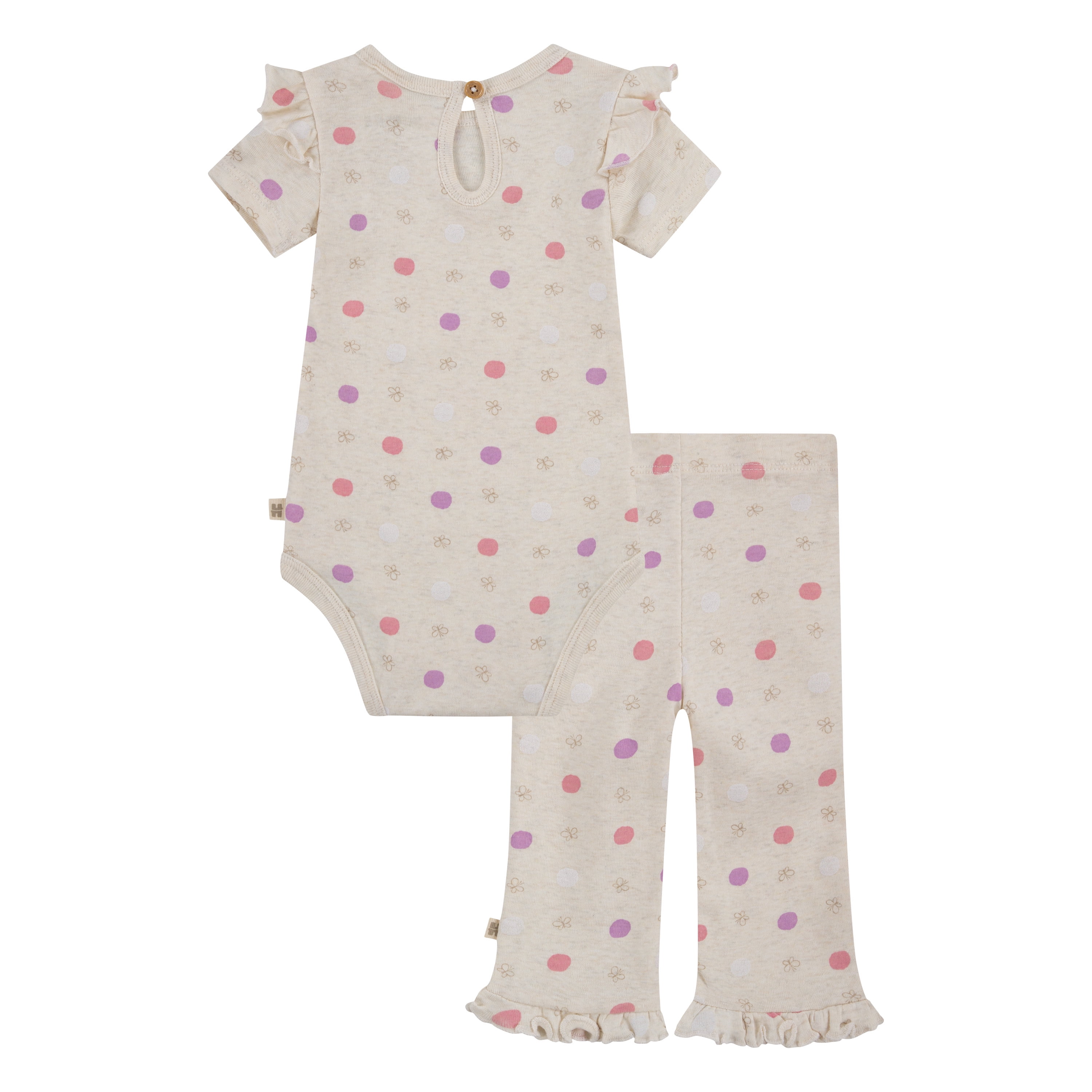 Huggies Baby Girls Butterfly 2pc Organic Cotton Bodysuit and Pant Set, Sizes NB-24M