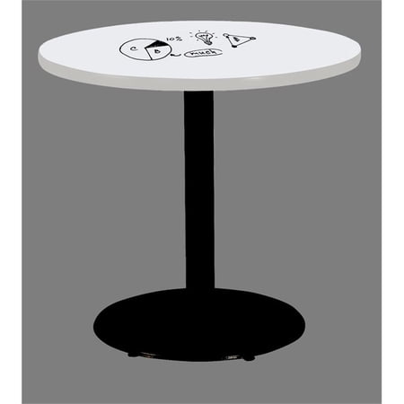 Pemberly Row 30 x 48 Pedestal Table with Whiteboard Top & Black Round Base