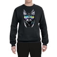 thumbnail image 2 of DJ Kitty Cat with Headphones | Mens Cat Lover Crewneck Graphic Sweatshirt, Black, Small, 2 of 3