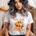 thumbnail image 2 of Farm Fresh Pumpkins T-Shirt | Floral Pumpkin Fall Tee | Rustic Autumn Harvest Top, Heliconia, Size XL, 2 of 6