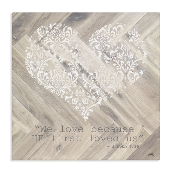 Stupell Industries Shabby Chic He Loved Us First Canvas Art, 17 x 17, by Elizabeth Medley