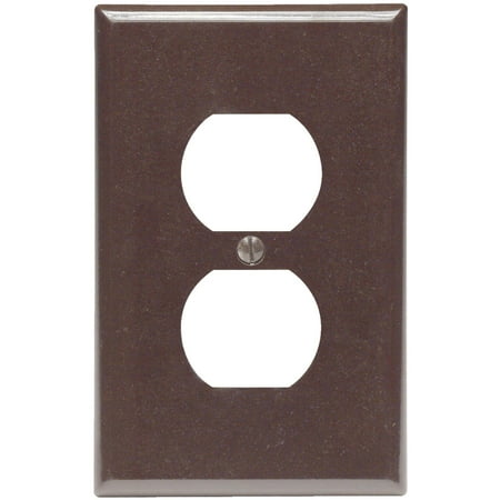 - leviton 80503 1-gang duplex device receptacle wallplate, midway size, thermoset, device mount, brown