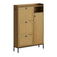 thumbnail image 3 of Luku Rattan Shoe Storage Cabinet, Freestanding Organizer with Adjustable Shelves for Entryway, Narrow Shoe Rack Cabinet for Hallway, Oak, 3 of 9