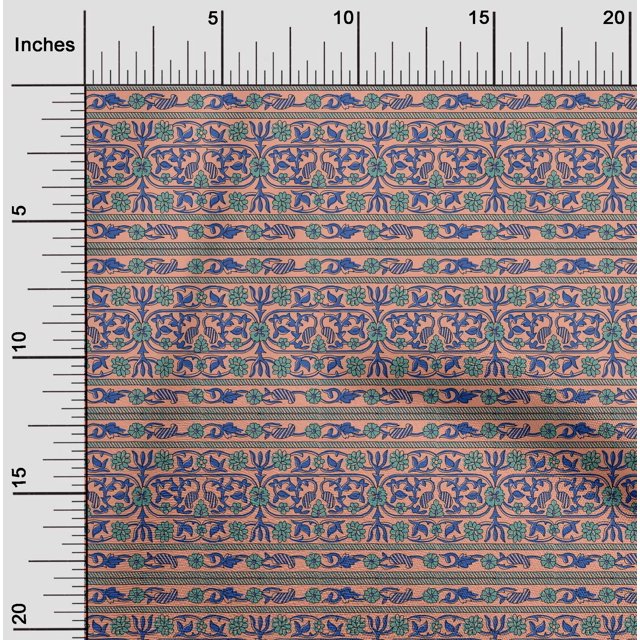 oneOone Polyester Lycra Fabric Leaves & Floral Block Printed Craft Fabric BTY 56 Inch Wide