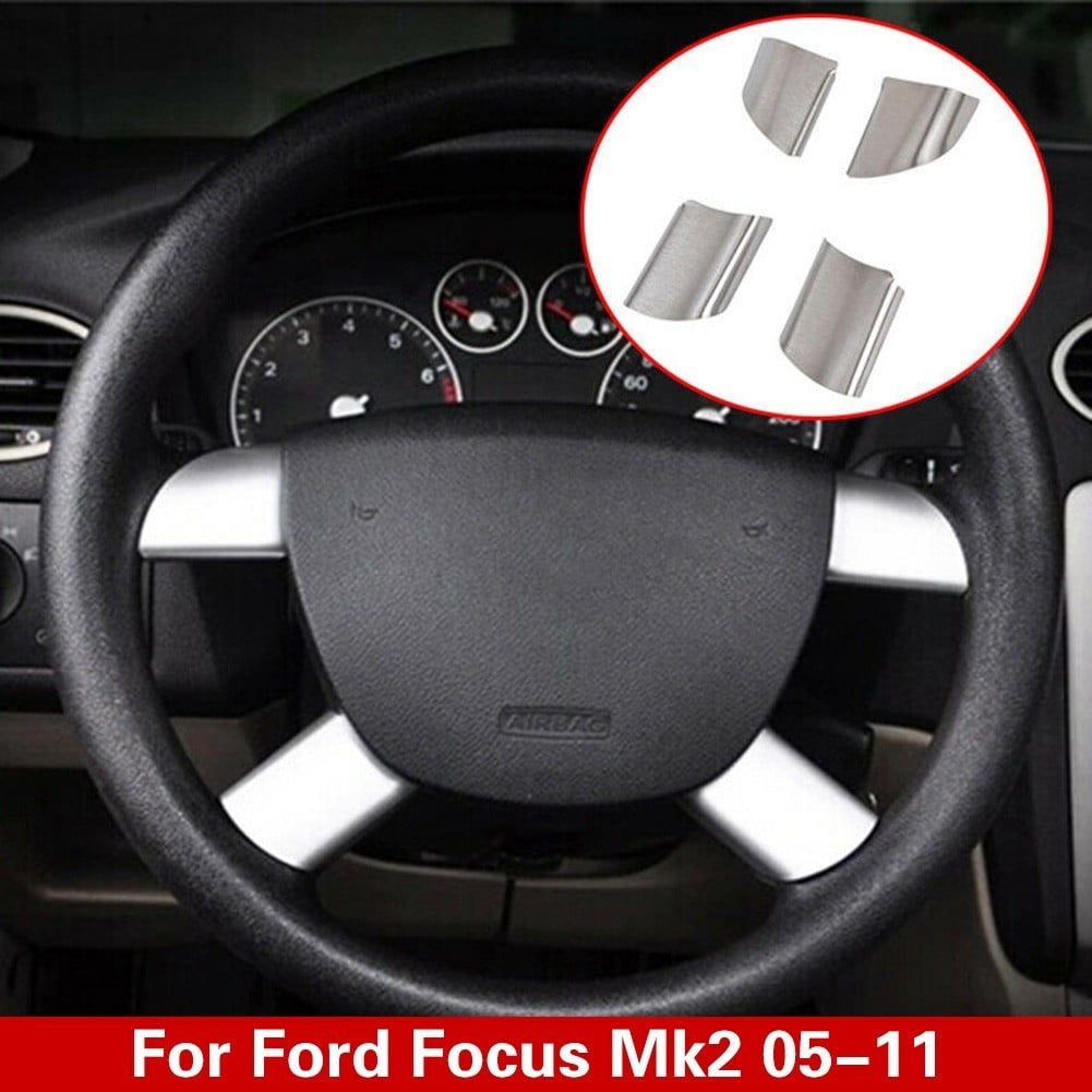 Steering Wheel Chrome Trim Cover Decoration Styling For Ford Focus MK2 2005-11 