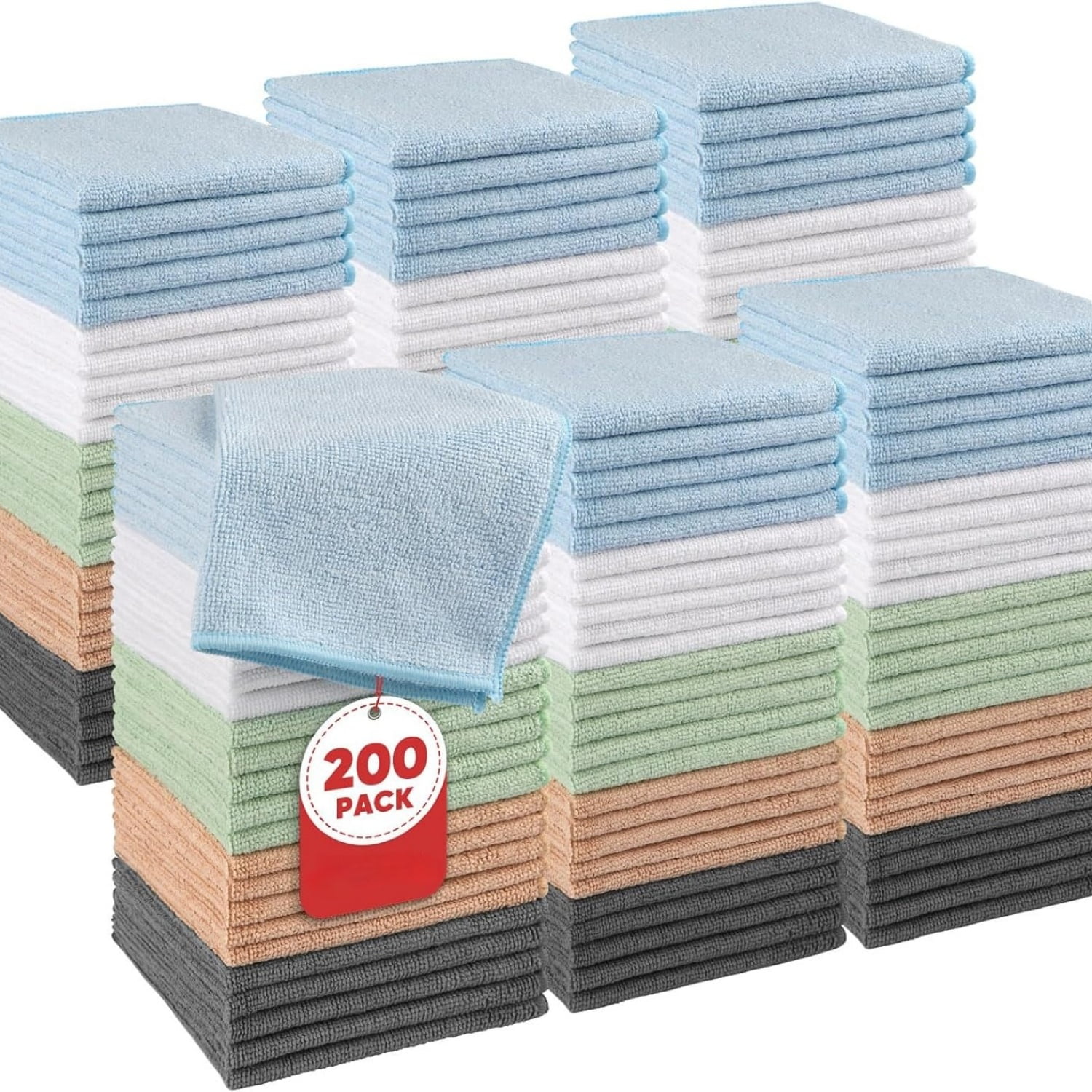 Wash Cloths Bulk Towels Set 200 Pack, Highly Absorbent and Soft Feel Microfiber Face Cloths, Multi-Purpose Washcloths & Hand Towels for Bathroom, Hotel, Spa, and Gym, 12x12 Inch, Multicolor