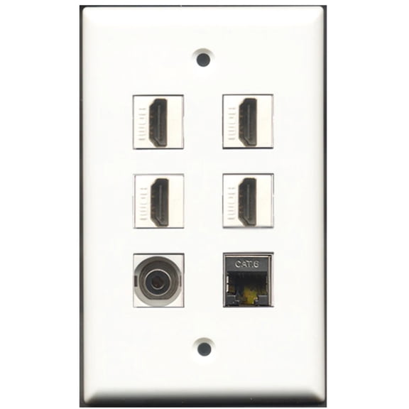 Ultra Spec Cables 4 Port HDMI 1 Shielded Cat6 Ethernet 1 3.5mm Wall Plate