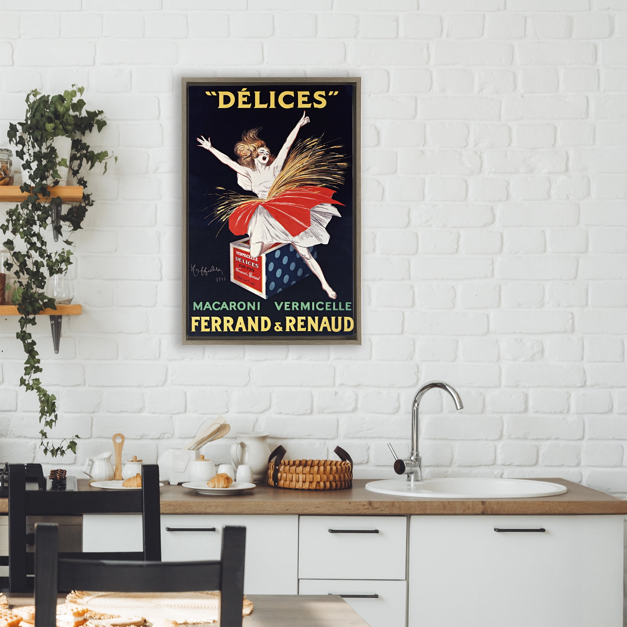 Stupell Industries Vintage Dancer Food Advertisement Brown Framed Floater Canvas Wall Art, design by Leonetto Cappiello