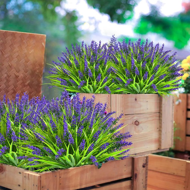 Outdoor Artificial Fake Lavender Flowers Plants UV Resistant No Fade Faux  Plastic Grass Greenery for Patio Porch Window Box Home Wedding Farmhouse  Hanging Dcor - Walmart.com