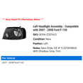 thumbnail image 2 of Left Headlight Assembly - Compatible with 2007 - 2008 Ford F-150, 2 of 2