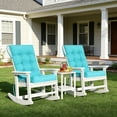 thumbnail image 3 of FODINGHILL Rocking Chair Cushions Set of 2,Polyester Weatherproof Outdoor High Back Rocker Chairs Cushion with Ties,Thickened Seat for Patio,Aqua, 3 of 10