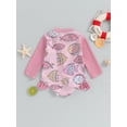 thumbnail image 4 of Bagilaanoe Toddler Baby Girl One-Piece Swimsuit Print Long Sleeve Zipper Rashguard Swimwear 6M 12M 18M 24M 3T Kids Summer Ruffle Bathing Suit, 4 of 8