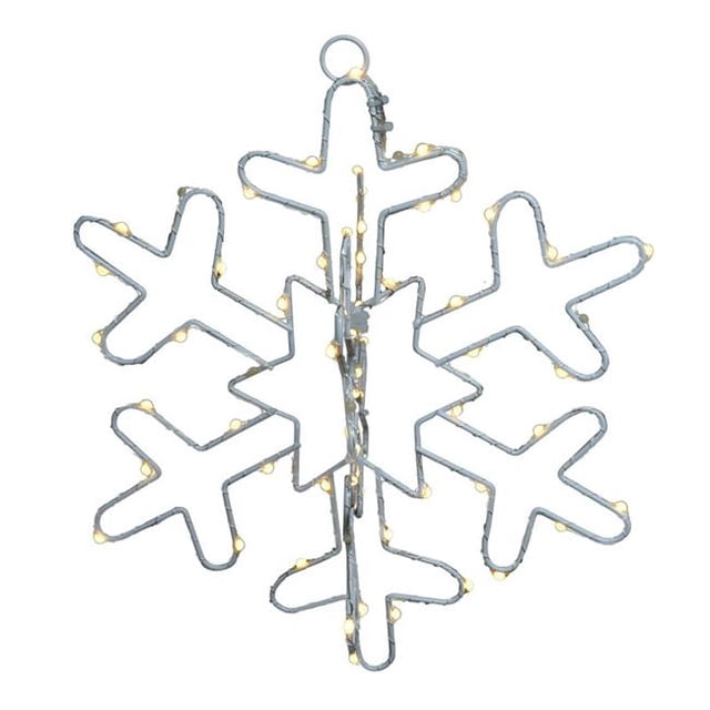Celebrations 9071059 12 in. Clear & Warm White Snowflake Hanging Decor