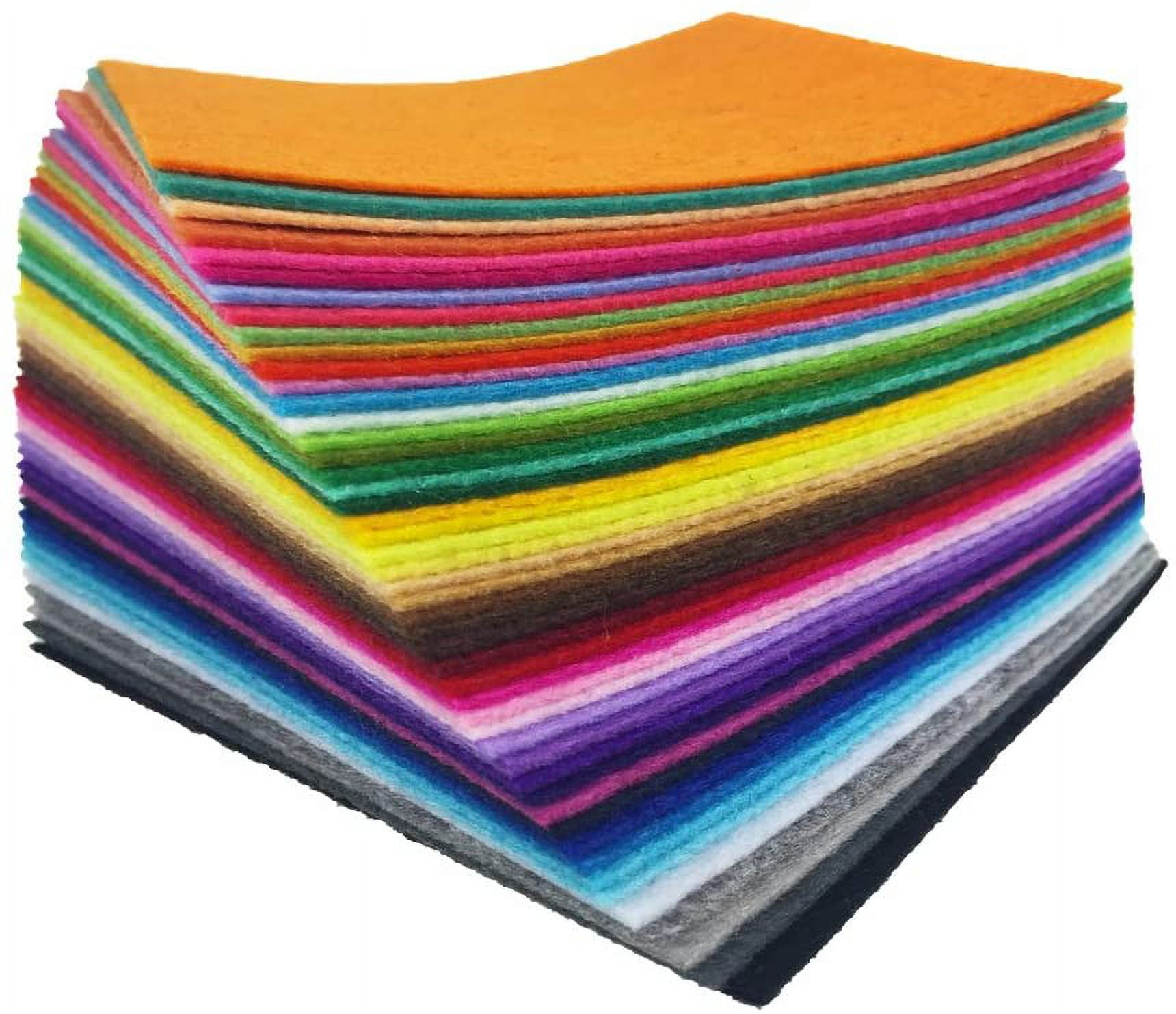 4 x 4 inches (10 x10cm) Assorted Color Felt Fabric Sheets Patchwork Sewing DIY Craft 1mm Thick with Sewing Kit for Choice (Felt only, 48pcs)