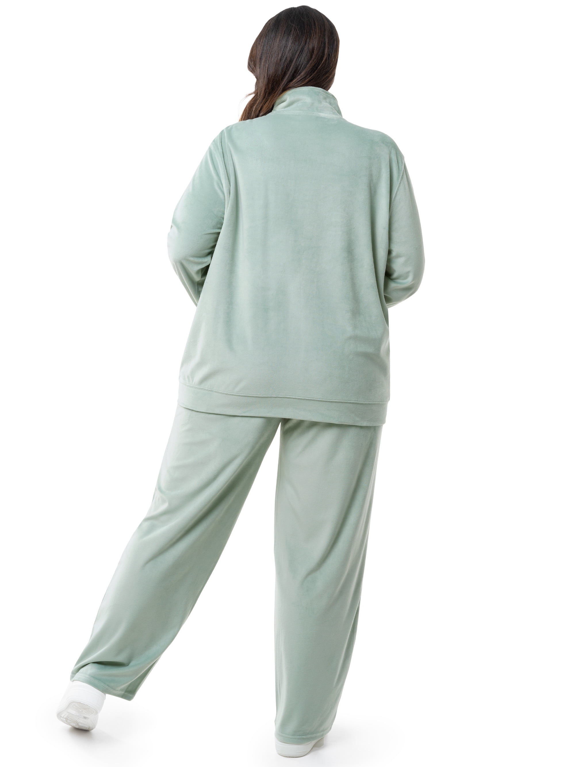 Athletic Works Women's Plus Size Active Velour Zip-Up Tracksuit Set, 2-Piece, Sizes 1X-4X