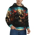 thumbnail image 2 of Wukai Artistic Flower Butterfly Skull Print Men Hoodies Fleece Sweatshirts Long Sleeve Sweaters Pullover Fall Outfits Winter Clothes-Large, 2 of 7