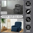 thumbnail image 4 of ULTICOR 4-Piece, 1 Seat Recliner Cover, Jacquared Stretch Reclining Chair Covers for 1 Cushion Reclining Sofa, Single Seat Recliner Couch Cover, Soft, Machine Washable (Style 3) (Navy), 4 of 6