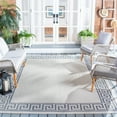 thumbnail image 3 of SAFAVIEH Machine Washable Rug Indoor/Outdoor Bermuda Collection - Bermuda Malanie Geometric Bordered Indoor/Outdoor Area Rug Ivory/Blue, 6'7" x 6'7" Square, 3 of 9