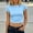 Blue, variant on CYMMPU Women's Summer Casual Solid Color Crew Neck T-Shirt, Short Sleeve Relaxed Fit Everyday Top Yellow XXL