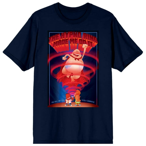 Captain Underpants You Will Obey Our Every Command Crew Neck Short Sleeve Navy Men's T-shirt-Medium