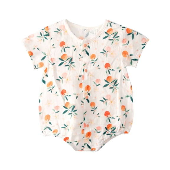 MZXELPRJD Girls Rompers Size 14-16 Orange Floral Short Sleeve Romper Vibrant Summer Style 18m Boys' Clothing Sets Gymnastic Outfit Boy Christening Outfit 2 Piece Outfit Sets Boys Clothes Size 5t