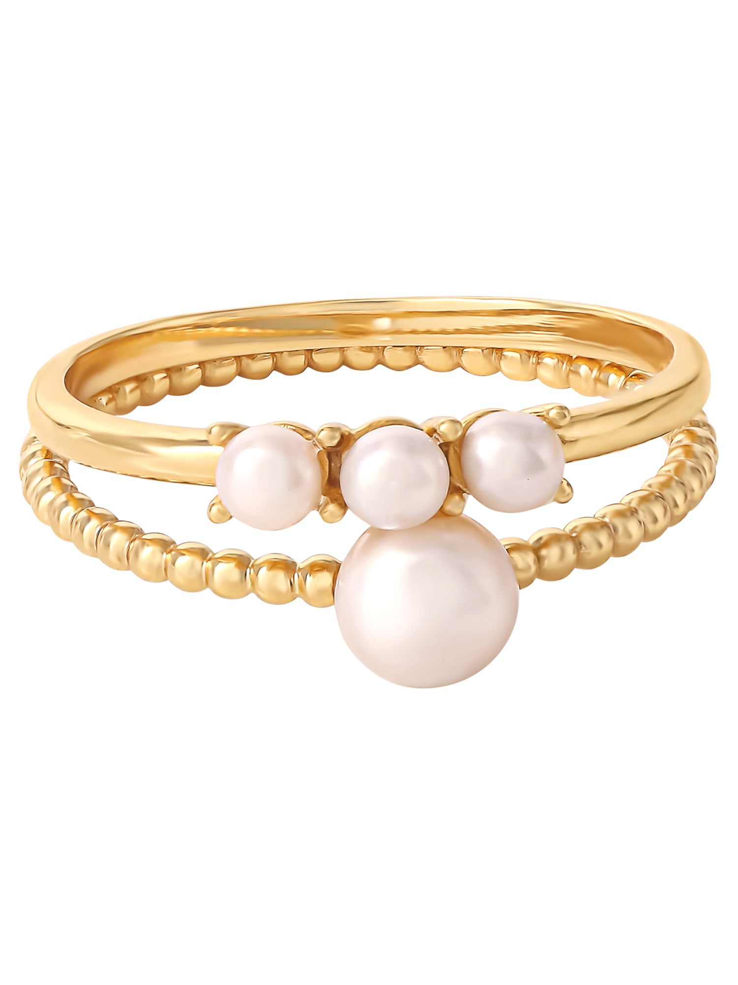 JS Jessica Simpson Women’s Gold Plated Sterling Silver Pearl 2 Piece Ring Set