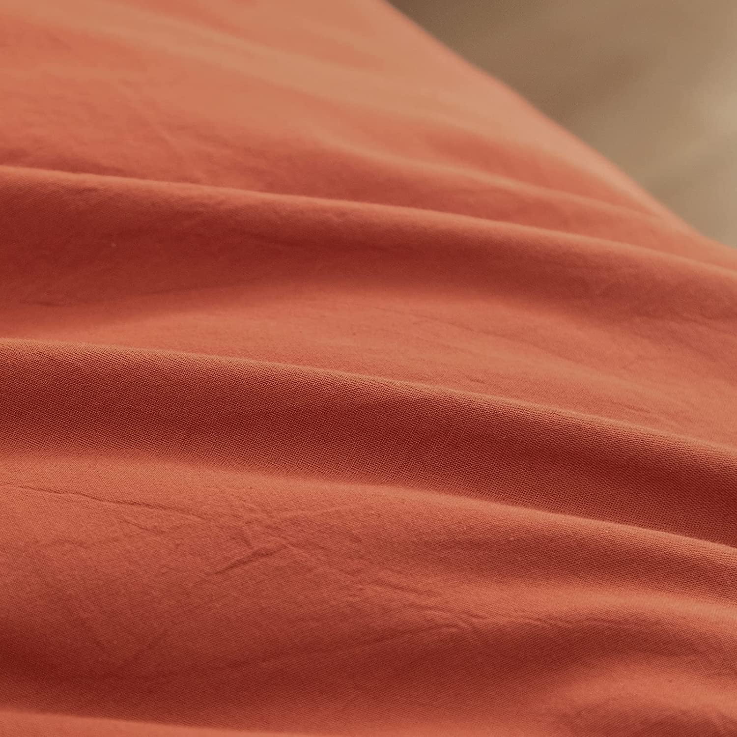 BESTOUCH Duvet Cover Set Full 100% Washed Cotton Linen Feel Soft Chic Lightweight 3Pcs (Burnt Brick Red, 80"x90")