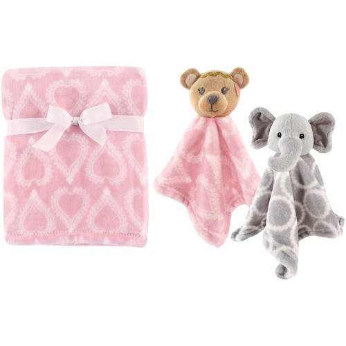 Hudson Baby Girls' Plush Blanket with Security Blankets, 2Pack, Choose