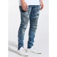 thumbnail image 2 of Embellish NYC Men's Moto Biker Rip & Repair Distressed Skinny Fit Denim Jeans (30, Indigo Blue), 2 of 4