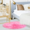 thumbnail image 2 of Unique Bargains Artificial Animal Wool Soft Faux Fur Sheepskin Plush Area Rug Rose Red 3x3 Feet Round, 2 of 8