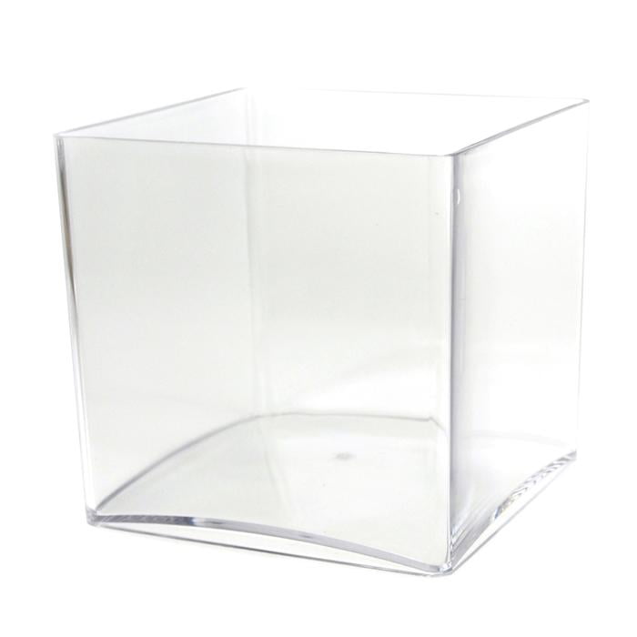 Clear Acrylic Cube Vase Display, 6Inch x 6Inch