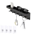 thumbnail image 1 of Porta llaves multifunción con estante de almacenamiento montado en la pared, sin perforaciones, innovador llavero detrás de la puerta para dormitorio, sala de estar, negro, 1 of 5