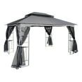 thumbnail image 3 of 13' x 10' Outdoor Canopy Gazebo With Ventilated Double Roof And Mosquito net,Gray, 3 of 6