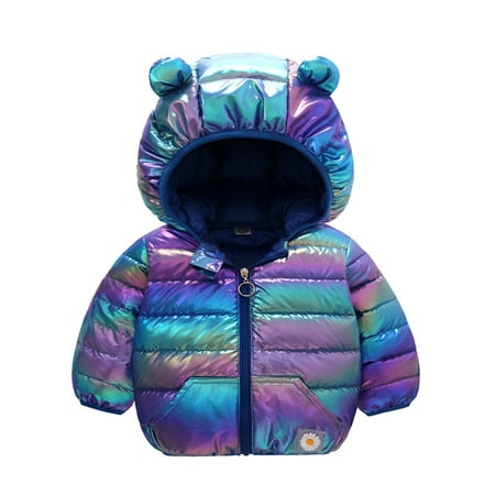 

BIZIZA Toddler Coat Zip Up Ears Padded Long Sleeve Tops Colorful Hooded 6M-4Y Chlid Baby Purple 90