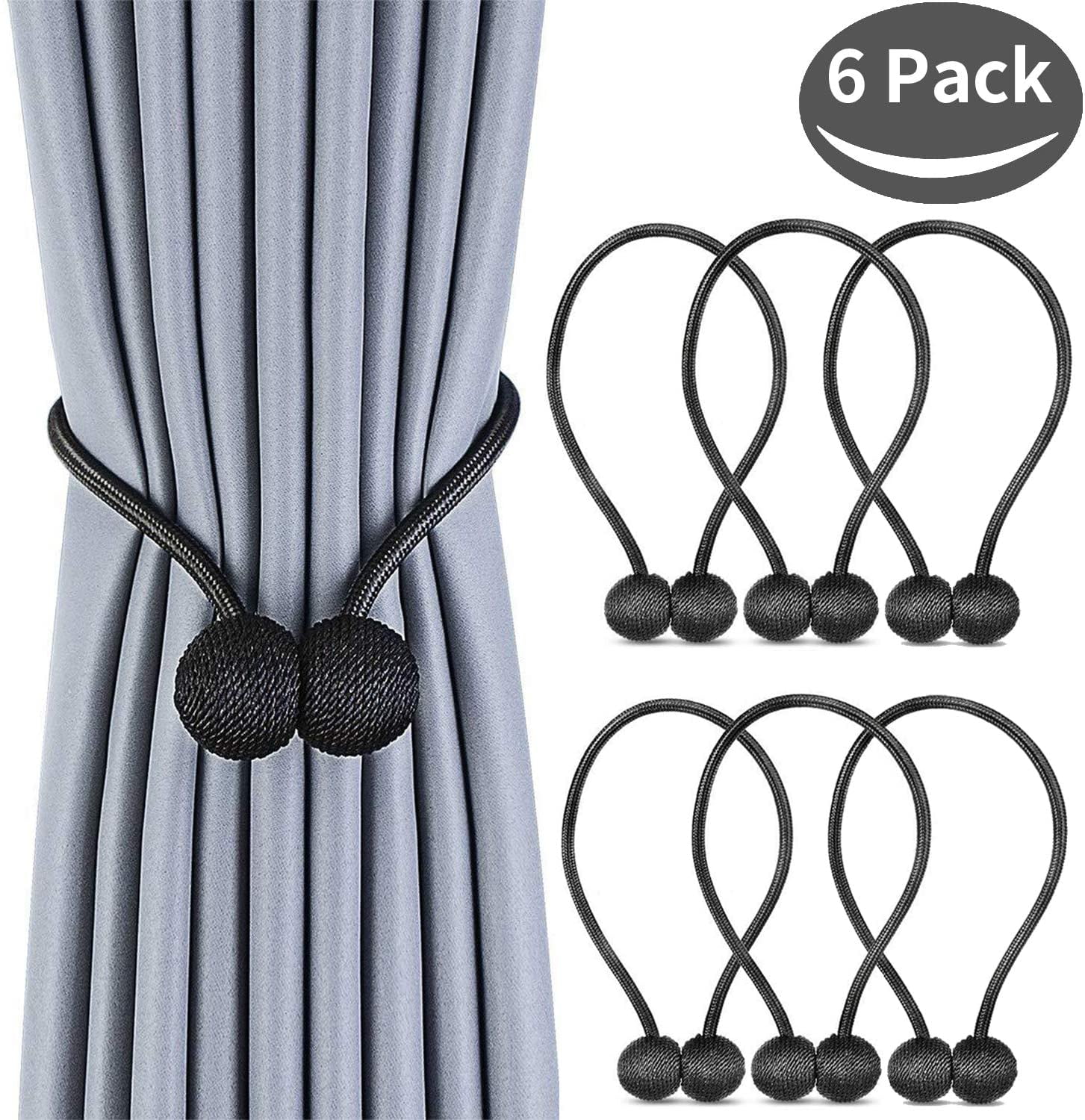 6 Pack Curtain Tiebacks Drapery Holdbacks for Curtains, Drapes