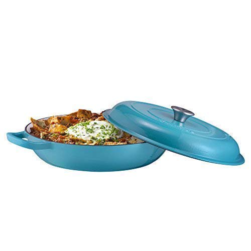Enameled Cast Iron Covered Casserole Braiser Pan, 3.8Quart, Marine