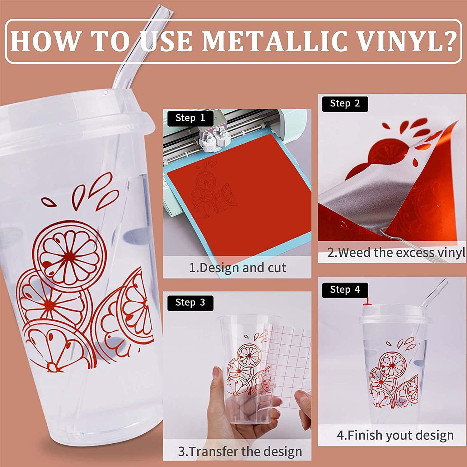(5 pack) HTVRONT Matte Metallic Vinyl Permanent, 9 PCS 12"x12" Metallic Vinyl Sheets - Permanent Adhesive Vinyl for Cutting Machine & Silhouette Cameo
