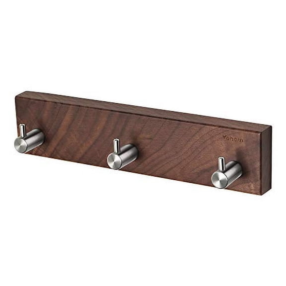 YOHOM Key Holder for Wall Adhesive Coat Hanger with Hooks Wood Hat Rack Wall Mounted Towel Hook Rail Organizer for Robe Washcloth Closet Entryway Door Kitchen Hallway