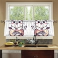 thumbnail image 4 of Yayeee Kitchen Curtains Tier Set of 2 Light Filtering 57"x24" Over Sink Window Panels, White Cute Cat, 4 of 7