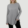thumbnail image 2 of Fiaer Womens Long Sleeve T Shirts with Thumb Loose Fit Plus Size Tshirts Crew Neck Fall Solid Color Raglan Tops Grey XL, 2 of 4