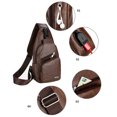 thumbnail image 3 of Stylago Leather Crossbody Sling Backpack for Women Men Vintage Leather Chest Bag Hiking Daypack Work Shopping Shoulder Purse Brown, 3 of 4