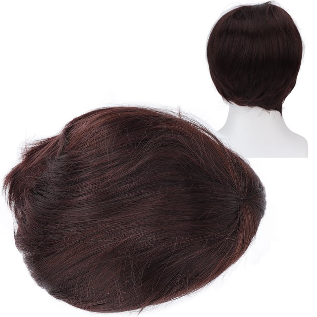 Mens Court Brun, à la Mode Multi-Usages Courts Cheveux Respirants Faux pour Cosplay Parti