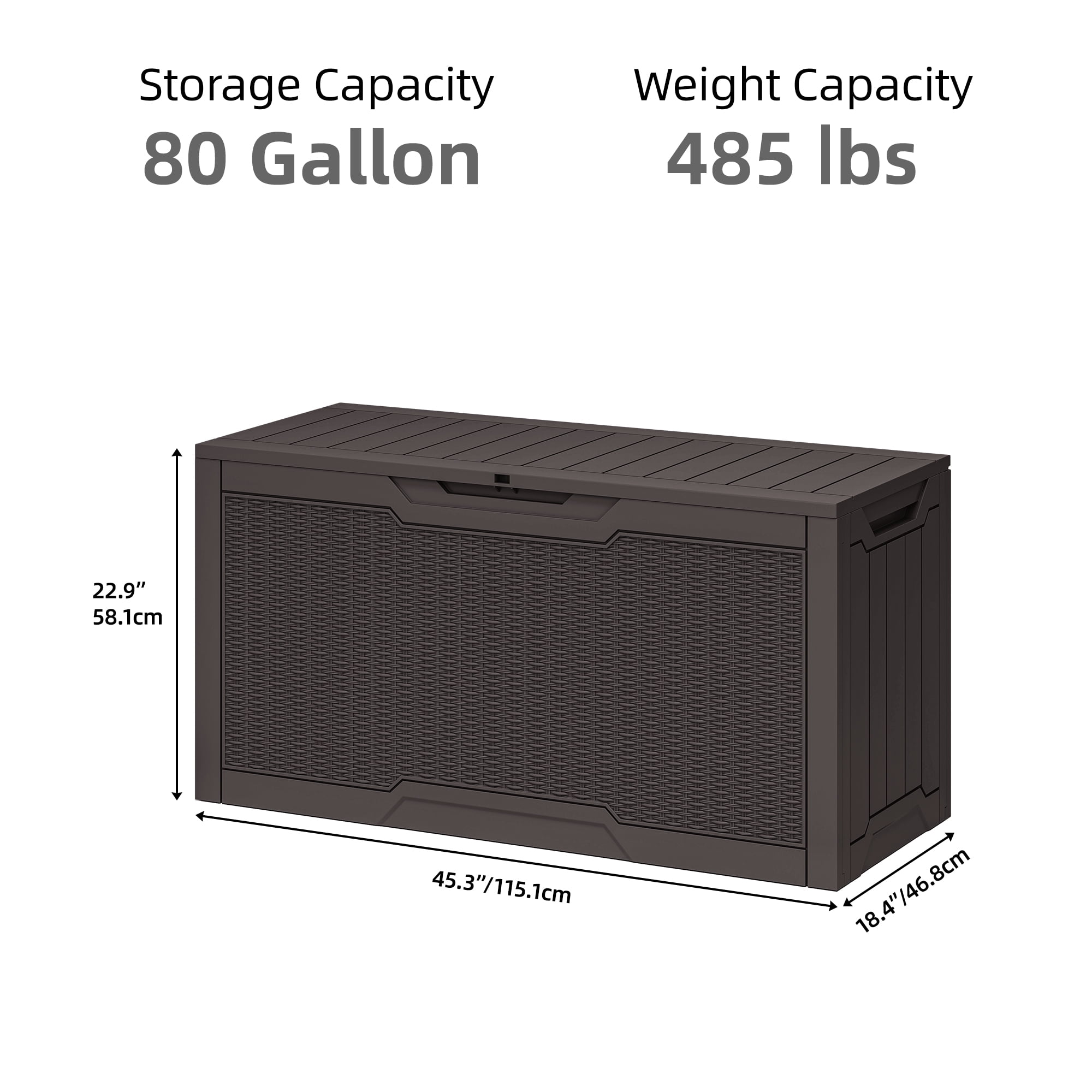 Uforic 80 Gallon Resin Deck Box, Waterproof Lockable Rattan Outdoor Storage Box for Patio Cushions Garden Tools